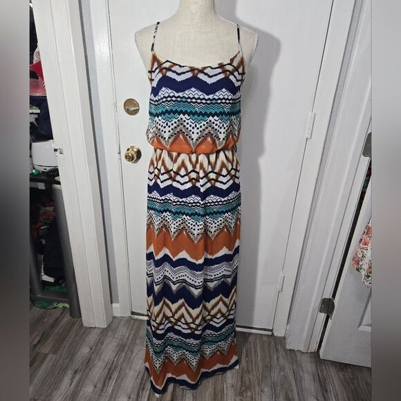 Bisou bisou print maxi dress sz 4 - Picture 7 of 10